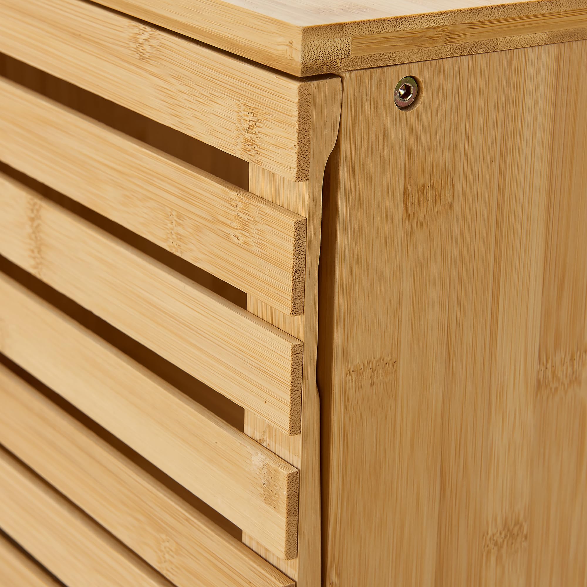 [en.casa] Mueble para Debajo del Lavabo Iveland con 2 Compartimentos Cerrados Mueble Auxiliar Baño con Puerta de Rejilla Ventilación Óptima Bambú 60 x 100 x 45 cm - Natural