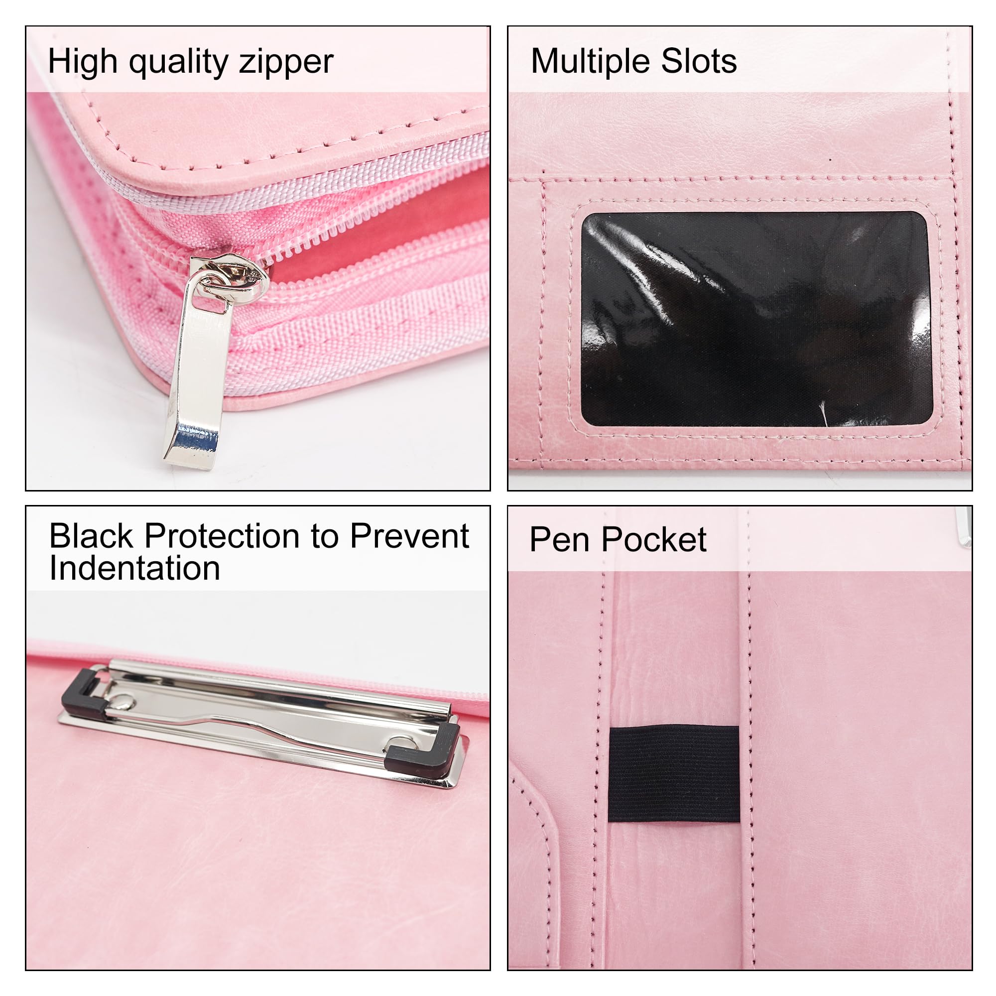 GraduationMall A4 Portfolio Folder with Clipboard, Zippered Document Organizer for Business Conference, Interview - Image 3