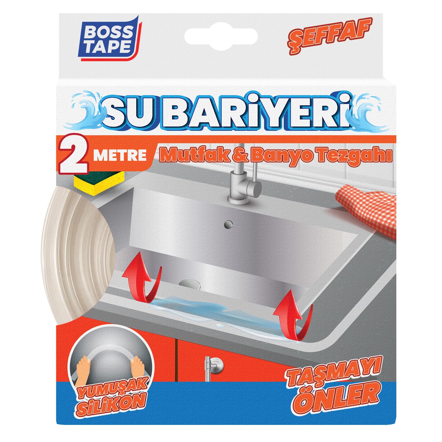 Boss Tape Tezgah Bariyer Bandı 2 mt Şeffaf