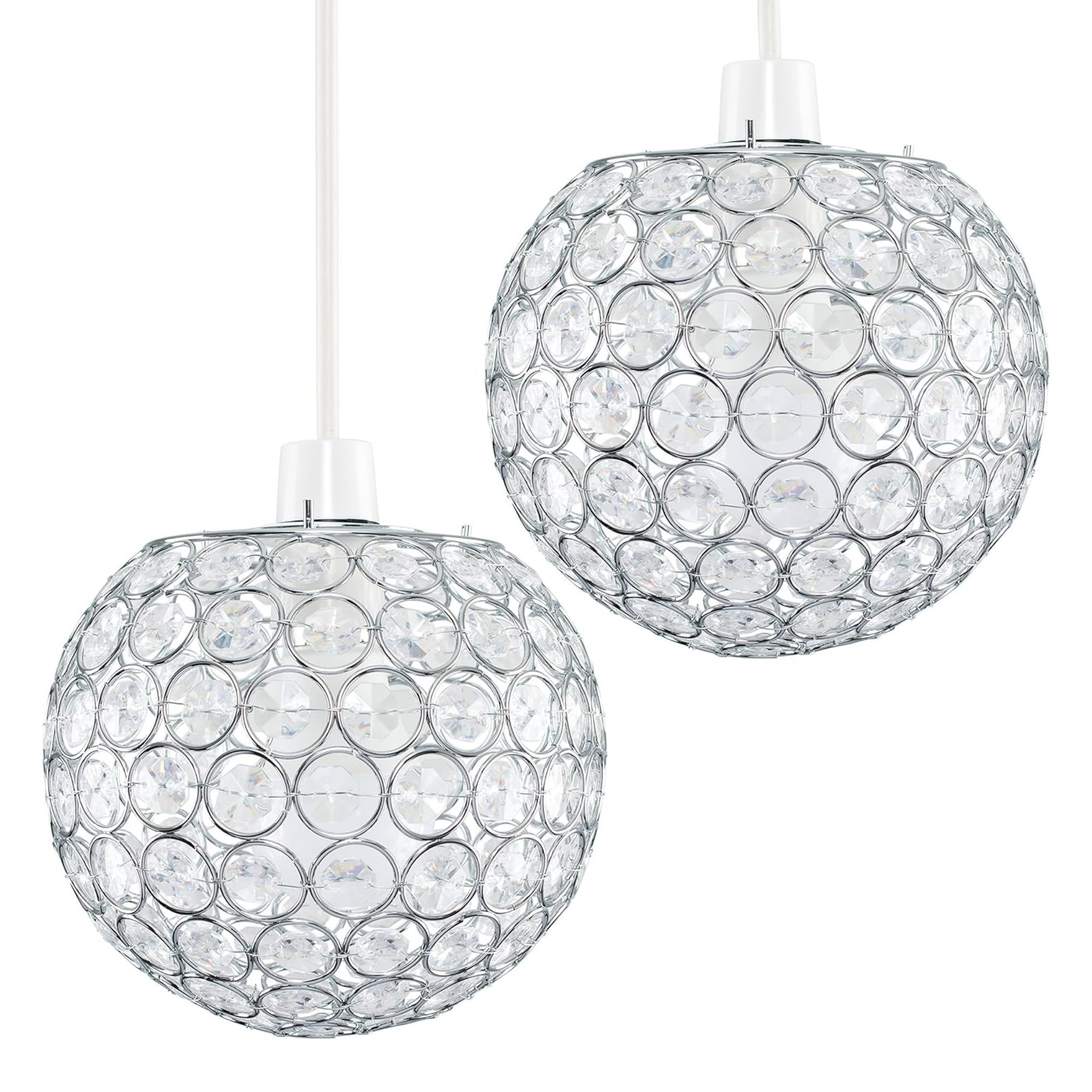 Valuelights Ducy Pair Of Modern Chrome Globe Ceiling Light Shades With Acrylic Crystal Effect Jewels (D)18Cm from B&Q