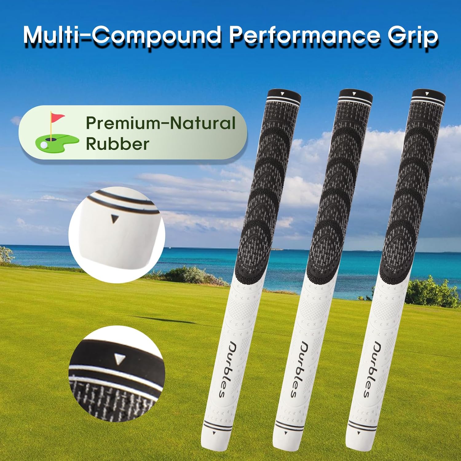 Golf Grips with Regripping Kit – All Weather Multi-Compound Golf Club Grips for Men & Women – Corded Rubber Grip Set – Standard & Midsize Wood and Iron Grip Kit – All Level Golfing Accessories