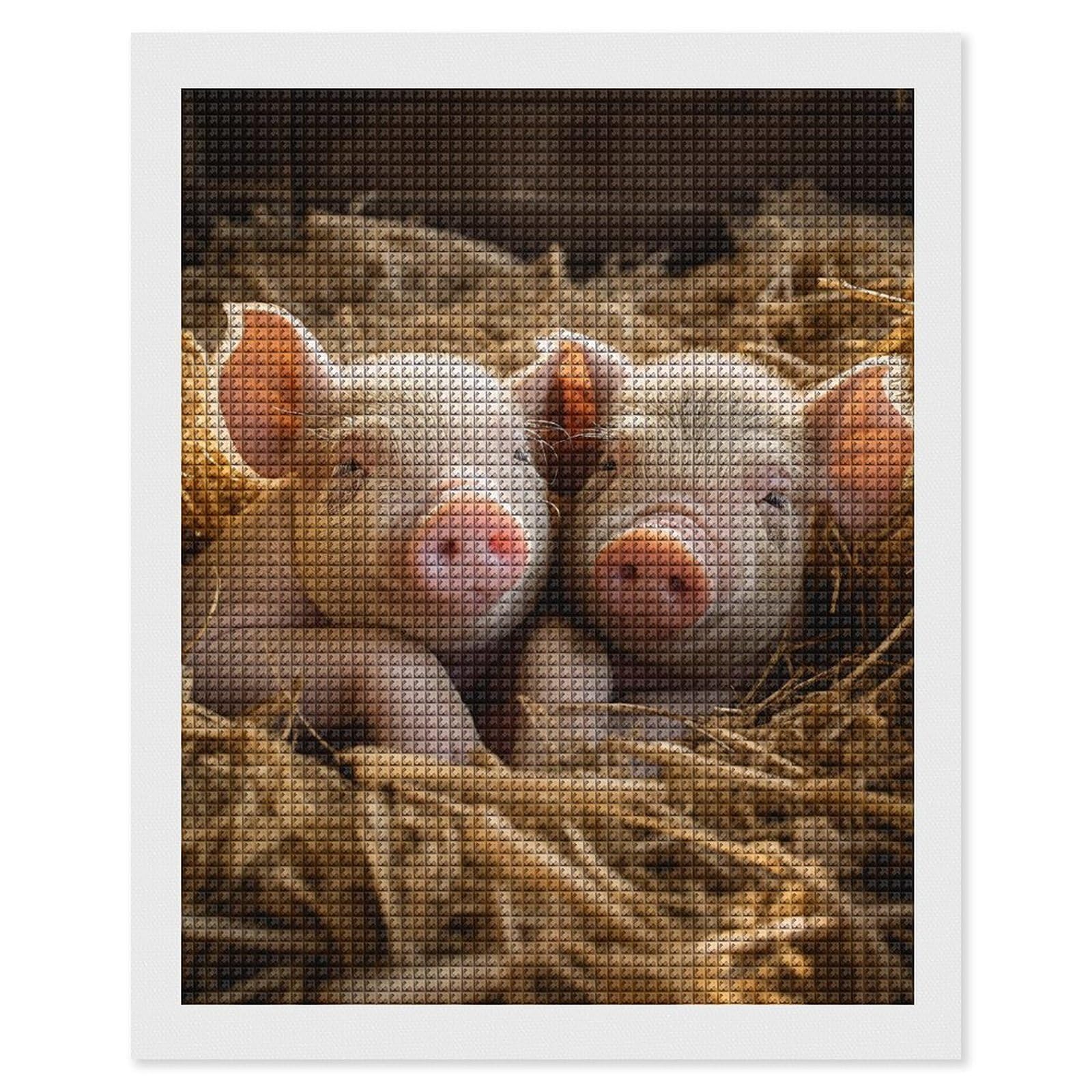 Pigs Diamond Art Kits for Adults, DIY 5D Diamonds Painting Kits for Beginner, Round Full Drill Diamond Dots Painting, 16"x20" Diamonds Pictures Gem Art and Crafts Wall Decor