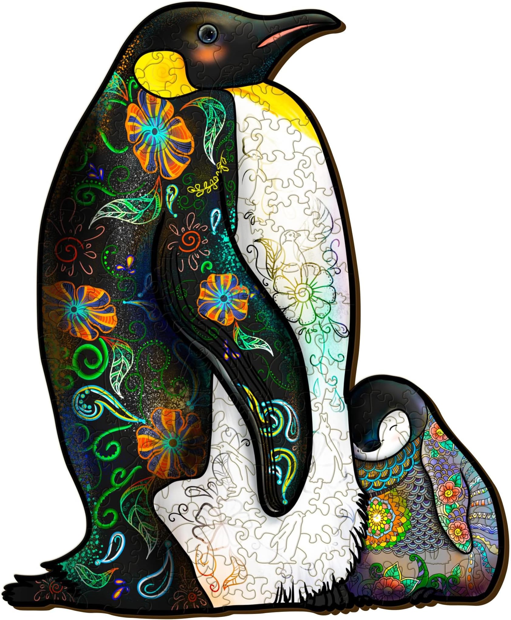 Wooden Puzzles for Adults, Emperor Penguin Wooden Jigsaw Puzzles for Adults, Unique Shape Puzzle Gifts for Family, Wooden Puzzles for Family Game and Home Decor (43x35.2cm, 300pcs)