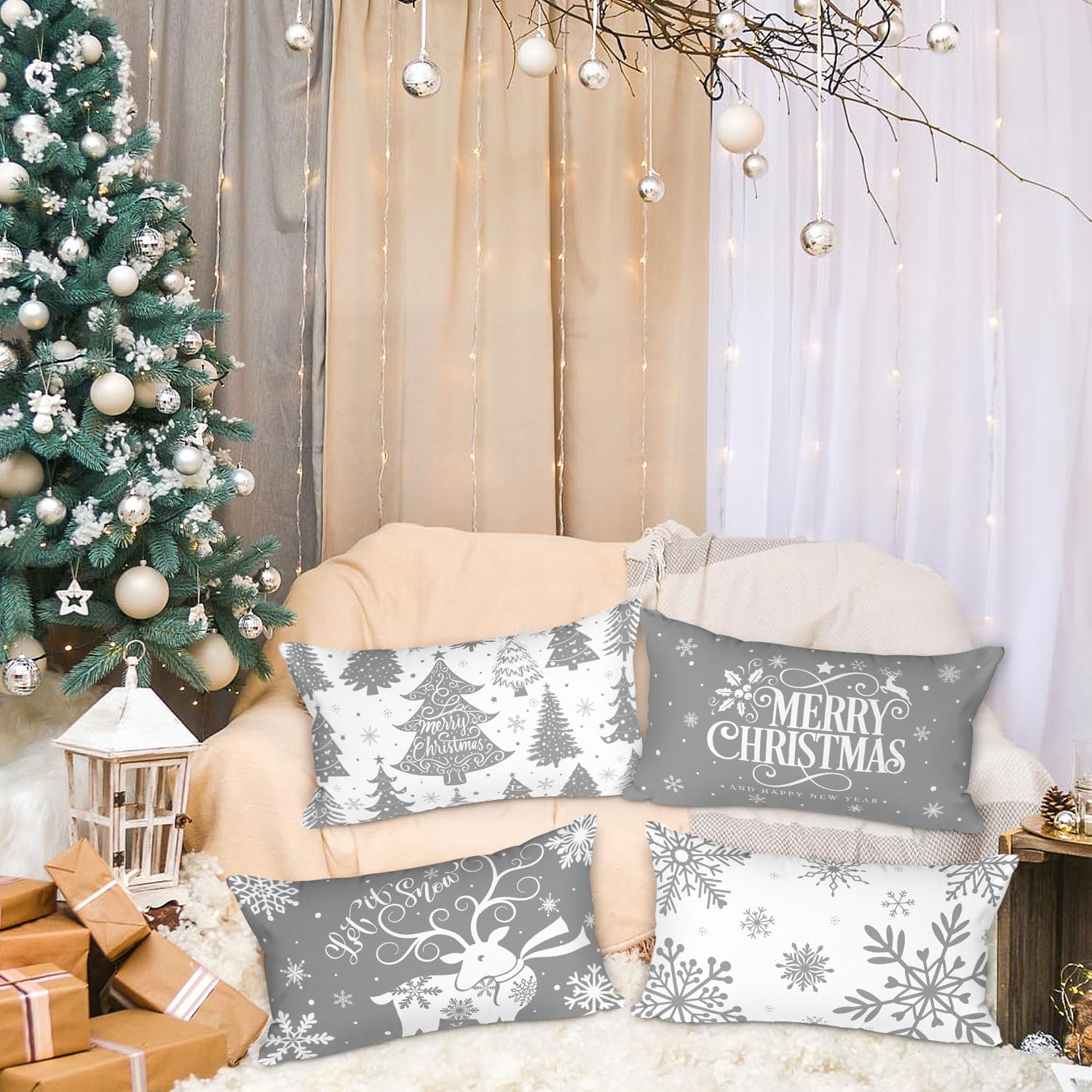 Lanpn 30x50 cm Christmas Cushion Covers Set of 4 - Image 4