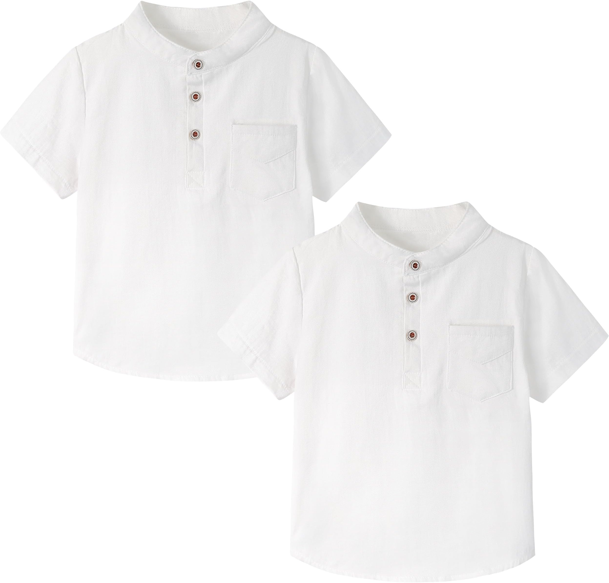 Toddler Boy Henley Shirts Baby Short Sleeve Cotton T-Shirts Kids Summer Casual Clothes 2 Pack