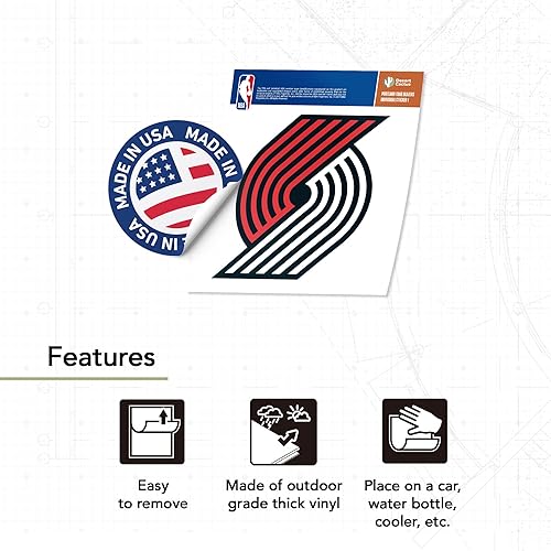 Miniatura 4 de Desert Cactus Portland Trailblazers NBA - Calcomanía de vinilo con licencia oficial de la NBA, botella de agua para laptop, álbum de recortes de