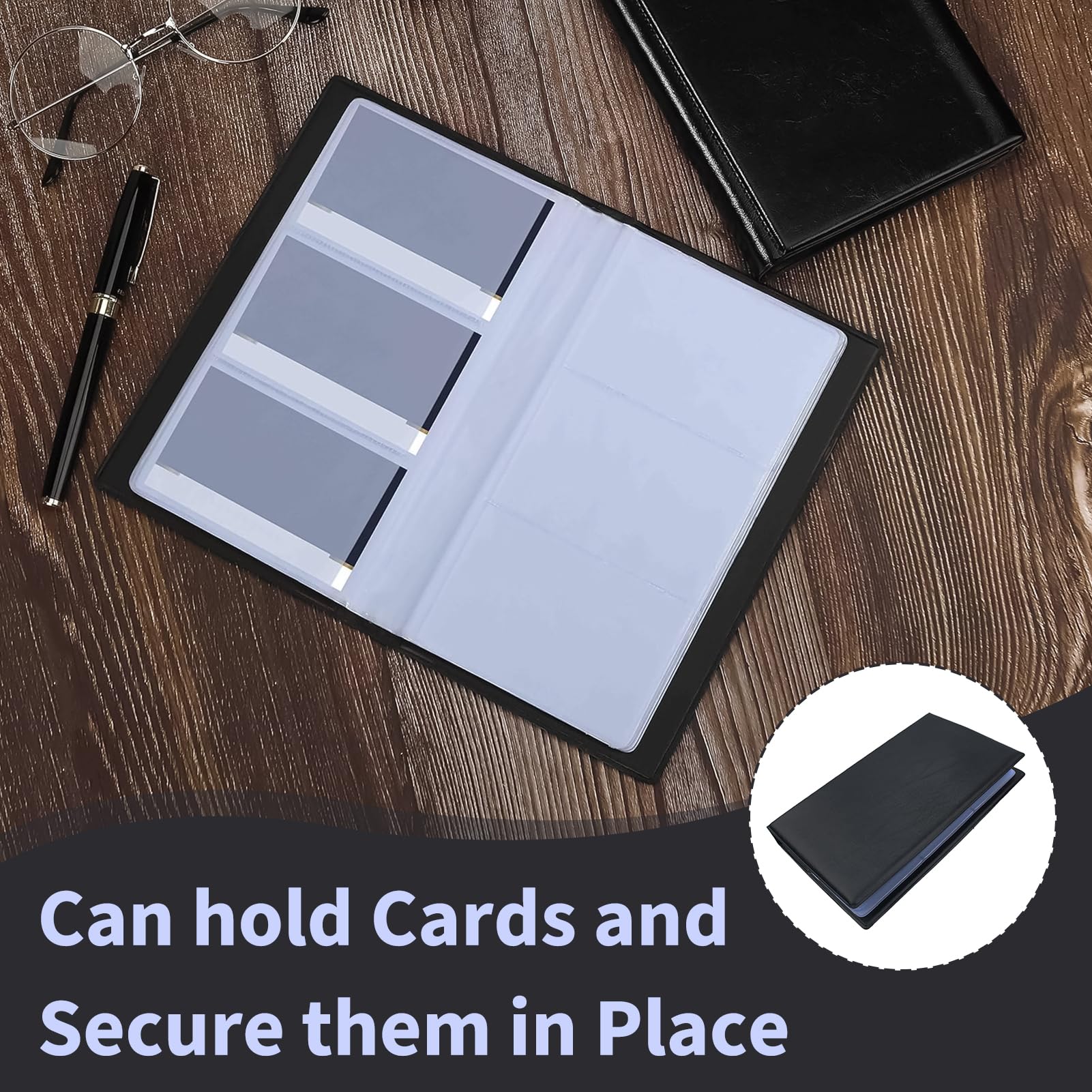 Portabiglietti Da Visita Zacro - 240 Carte, PVC Trasparente, Nero Elegante