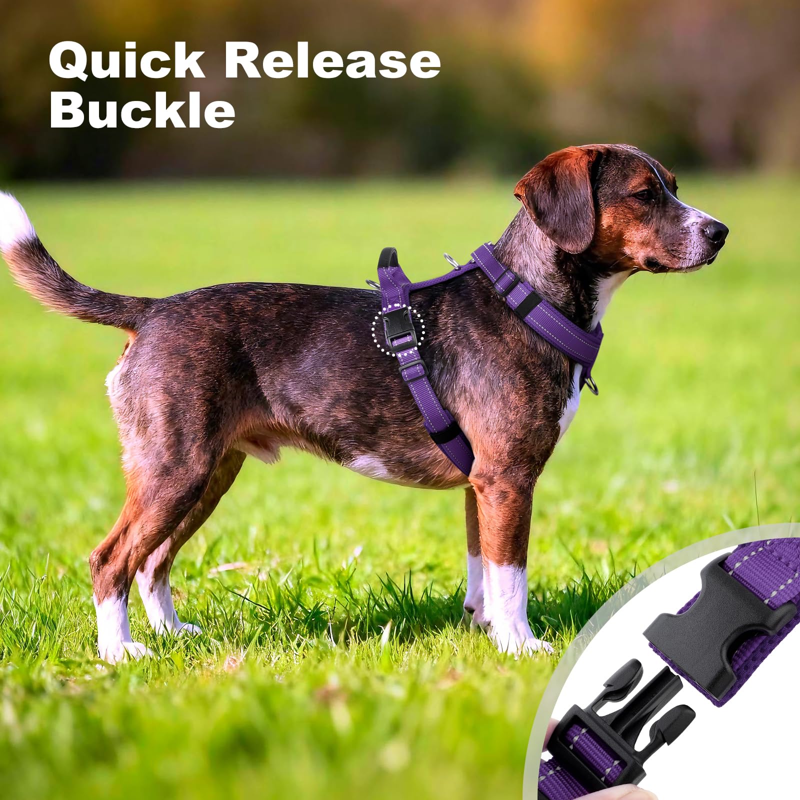 Arnés para perro sin tirones con asa, malla suave acolchada ajustable para perros pequeños, medianos y grandes, arnés reflectante para caminar fácil con clip frontal para entrenamiento, correr