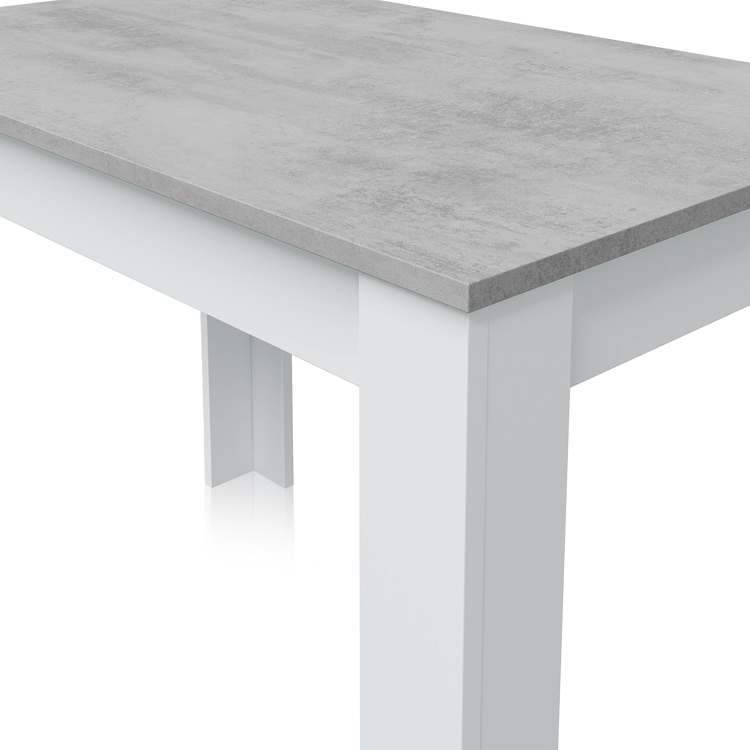 Habitdesign Mesa de Comedor Extensible, Mesa salón o Cocina, Acabado en Color Blanco Artik y Gris Cemento, Modelo Kendra, Medidas: 140-190 cm (Largo) x 90 cm (Ancho) x 78 cm (Alto)