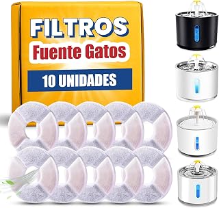 Cat Fountain Filter, Pack of 10 Cat Water Source Filter, Compatible Refills, 3-in-1 Filtration (Activated Carbon + Resin + Cotton), Purify Water and Remove Odor.