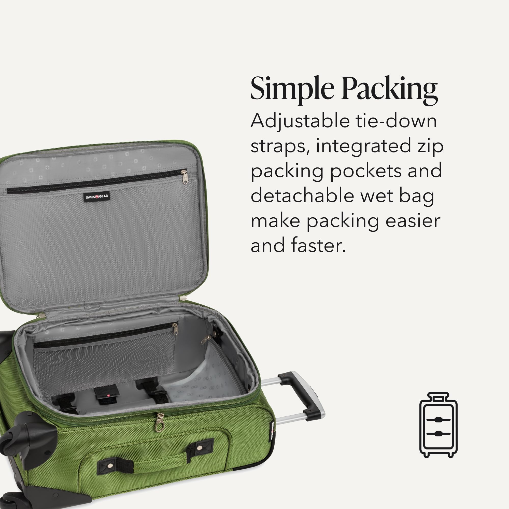 SWISSGEAR Sion Softside Expandable Spinner Luggage Durable Lightweight Travel Suitcase, Evergreen, 2-Piece Set (Carry-On/Large) view 4
