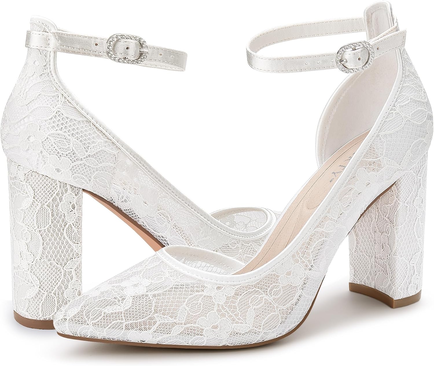 PARTY Women's Closed Toe Pumps 3-Inch Chunky Heels Ankle Strap image 5