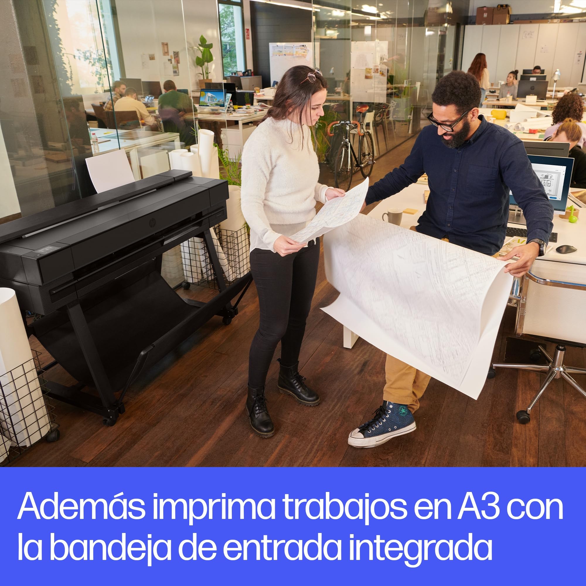 HP DesignJet T850 91 cm (2Y9H0A), Impresora de Gran Formato, Plotter, Estándar A4-A0, 90 Impresiones A1/h, Wi-Fi, Ethernet, USB, 2400x1200 dpi, Tintas Flex Tech, Garantía de 2 Años, Click, Negro