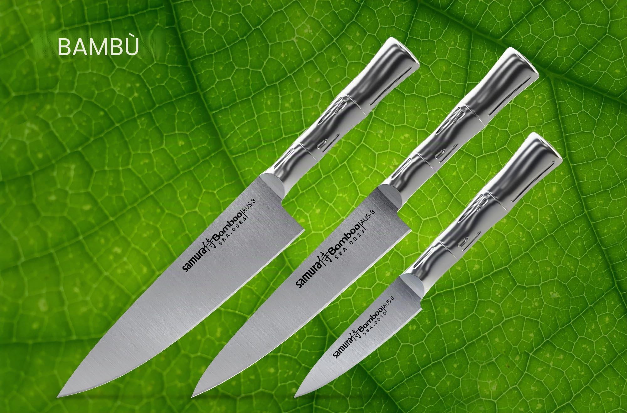 Set di Coltelli da Chef 3 pezzi Samura BAMBOO realizzato in solido acciaio giapponese
