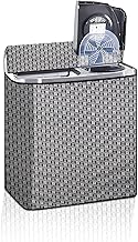 The Furnishing Tree Semi-Automatic Top Load Washing Machine Cover | Waterproof & Dustproof | Easy to Clean | Durable & Washable, Basketweave Grey Polyester (51x82.5x97.5 CM)