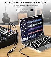 Vista 6 de Tisino - Cable TRS estéreo de 1/8" a dual TS mono con divisor en Y de 1/4", cable estéreo con miniconector auxiliar de 3.5 mm a conector de 6.35 mm