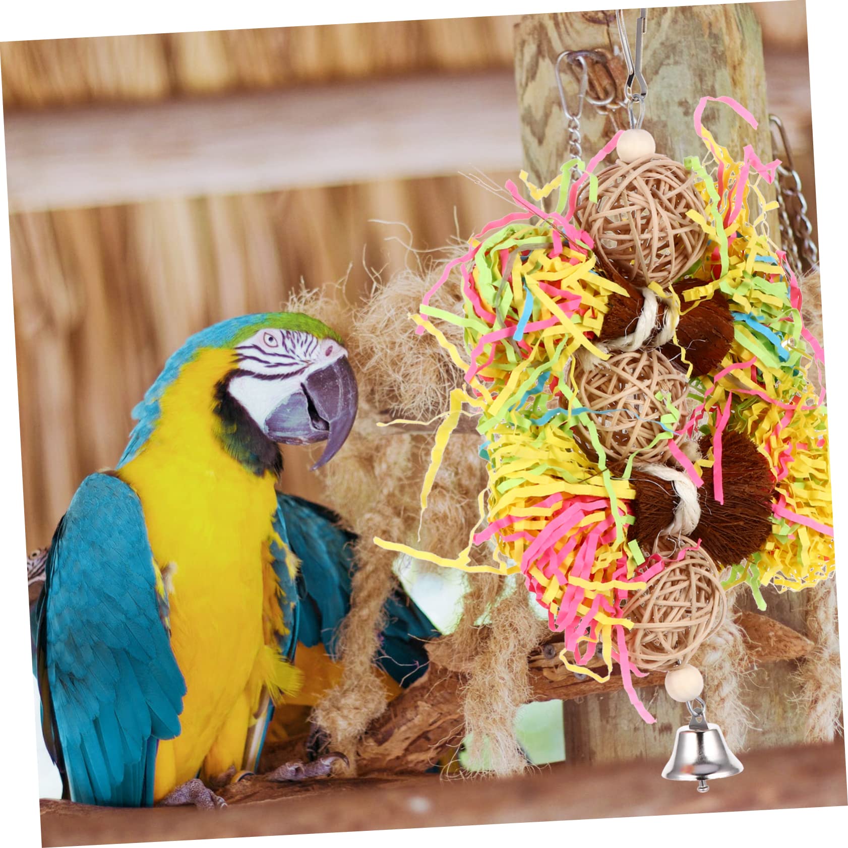 Toddmomy 9pièces Jouets pour Oiseaux Jouets à Mâcher pour Perroquets Accessoires Suspendus Jeux Amusants pour Épanouissement Oiseaux