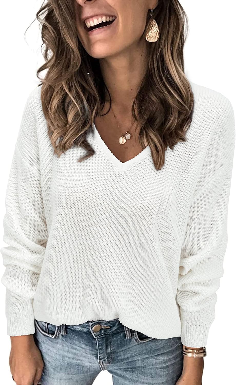 II ININ Women’s Fall Sweater 2024 Long Sleeve Tops Fashion Outfits Trendy Casual V Neck Oversized Pullover Sweaters