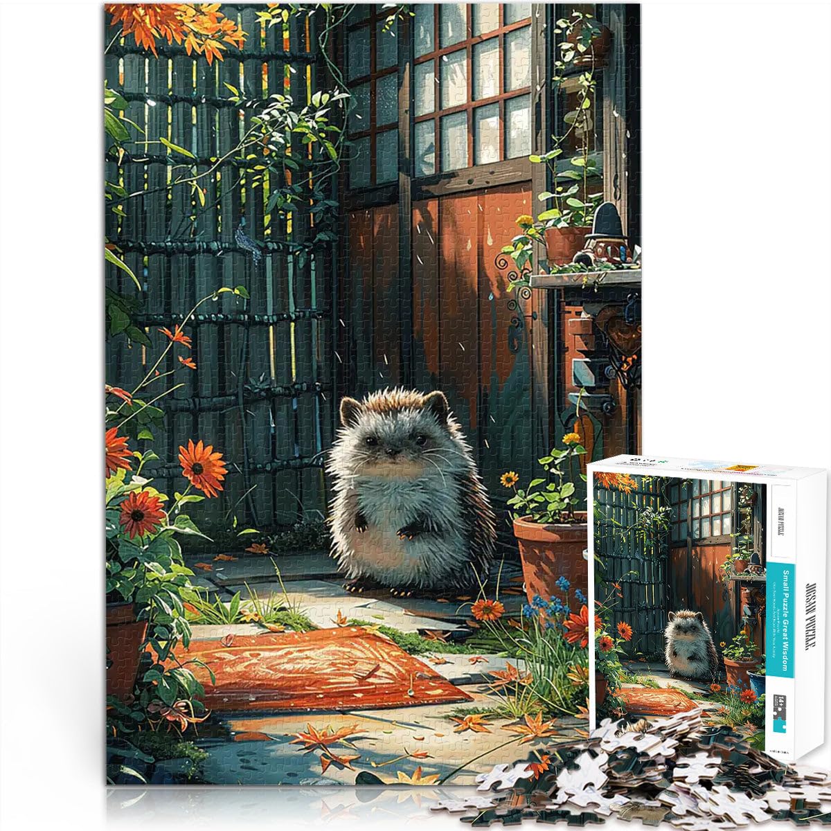 1000 Piece Puzzle For teenagers Cute Hedgehog Greenhouse pädagogische Herausforderung Wunschliste mit dem Weihnachtsmann38x26cm
