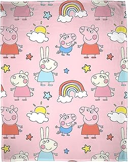 Character World Official Peppa Pig Licensed Fleece Blanket | Super Soft Warm Playful Pink Design | Perfect for Home, Bedroom, Sleepovers & Camping 100 x 150cm