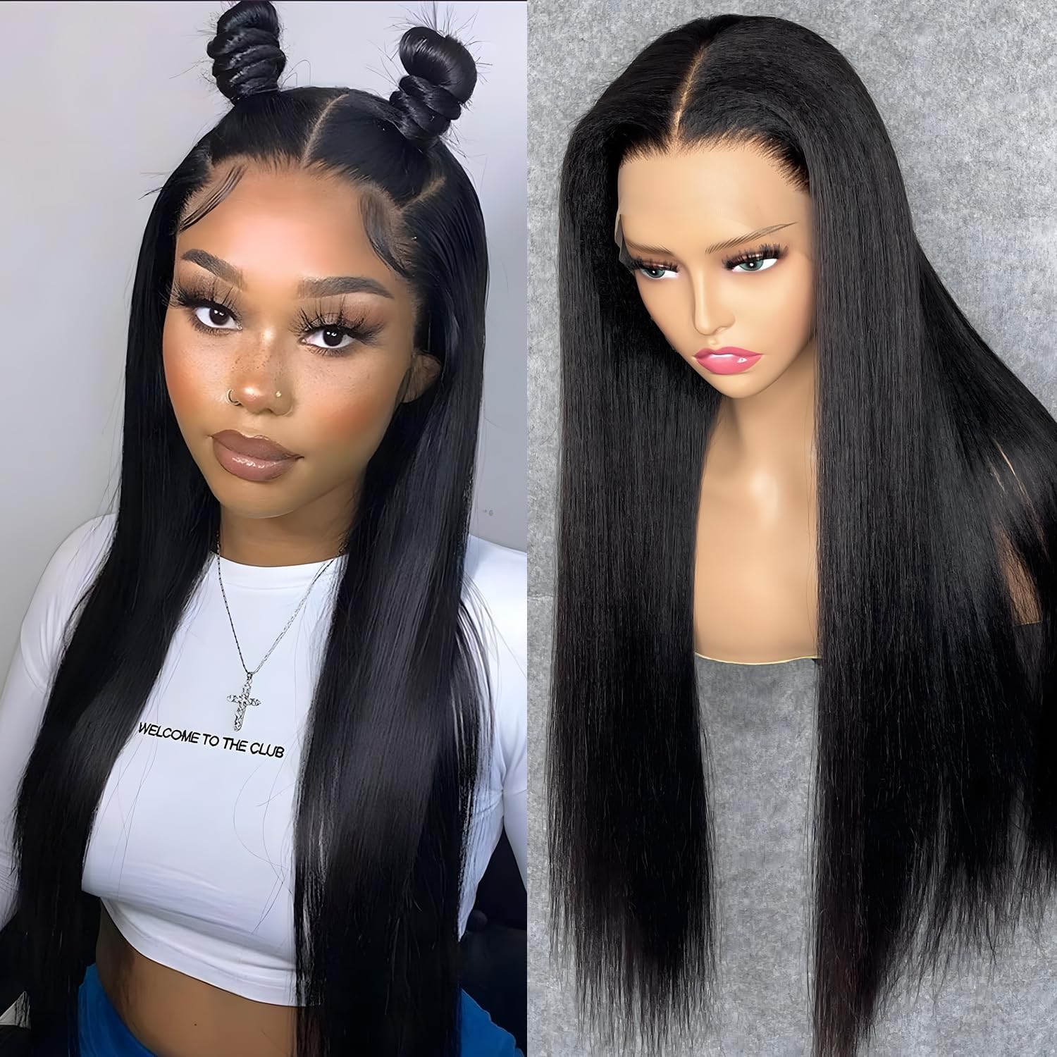 Creamily Lace Front Wig 30inch Straight Synthetic Wig 13x3 HD Lace Long Straight Lace Front Wig Glueless for Women Pre Plucked with Baby Hair Synthetic Glueless Black Wig for Daily Use - Image 2
