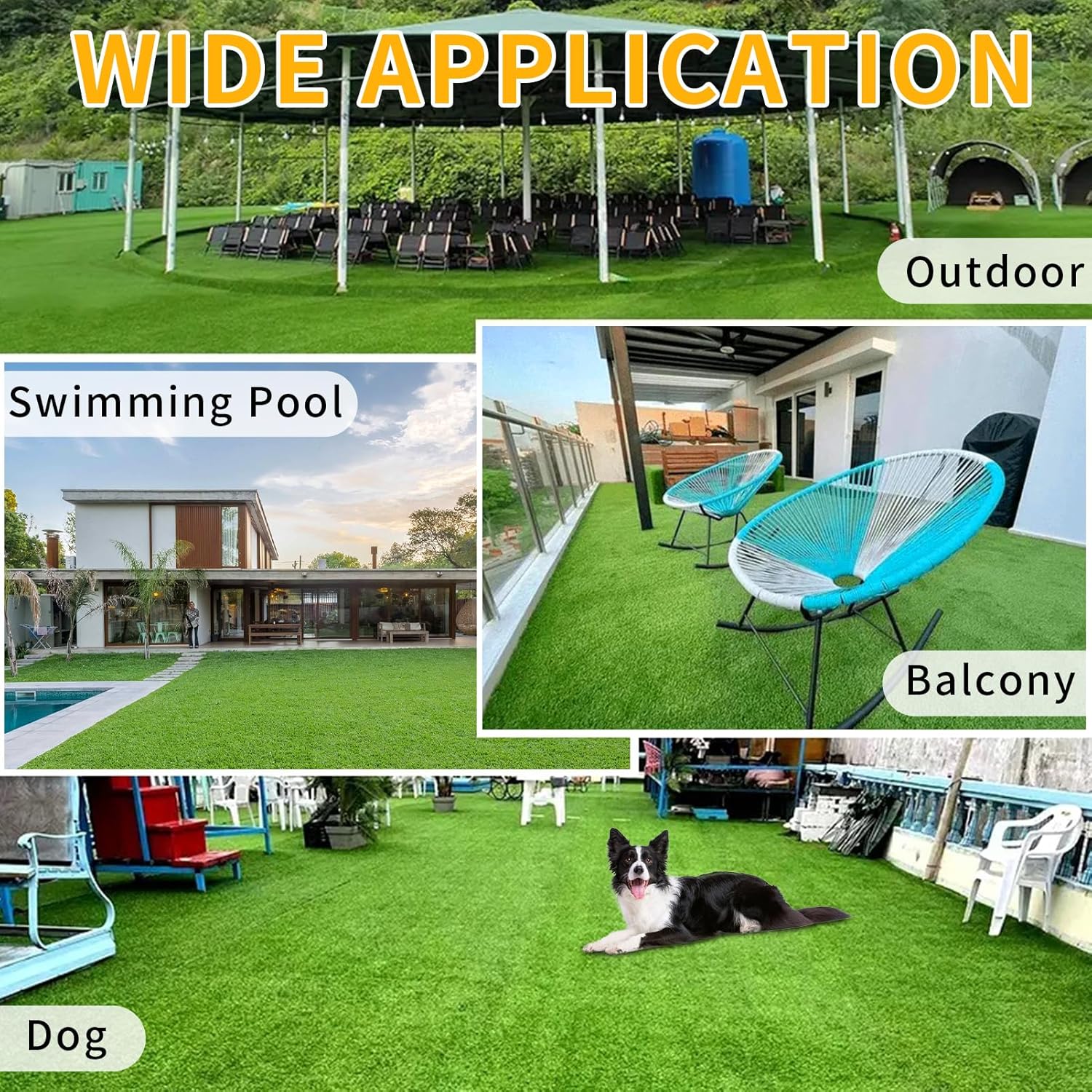 Thick Artificial Grass Turf Lawn Pet Turf 4FTX13FT Realistic Faux Grass Rug with Drain Holes 1.77" Indoor Outdoor Garden Lawn Landscape Synthetic Grass Mat Fake Grass Rug
