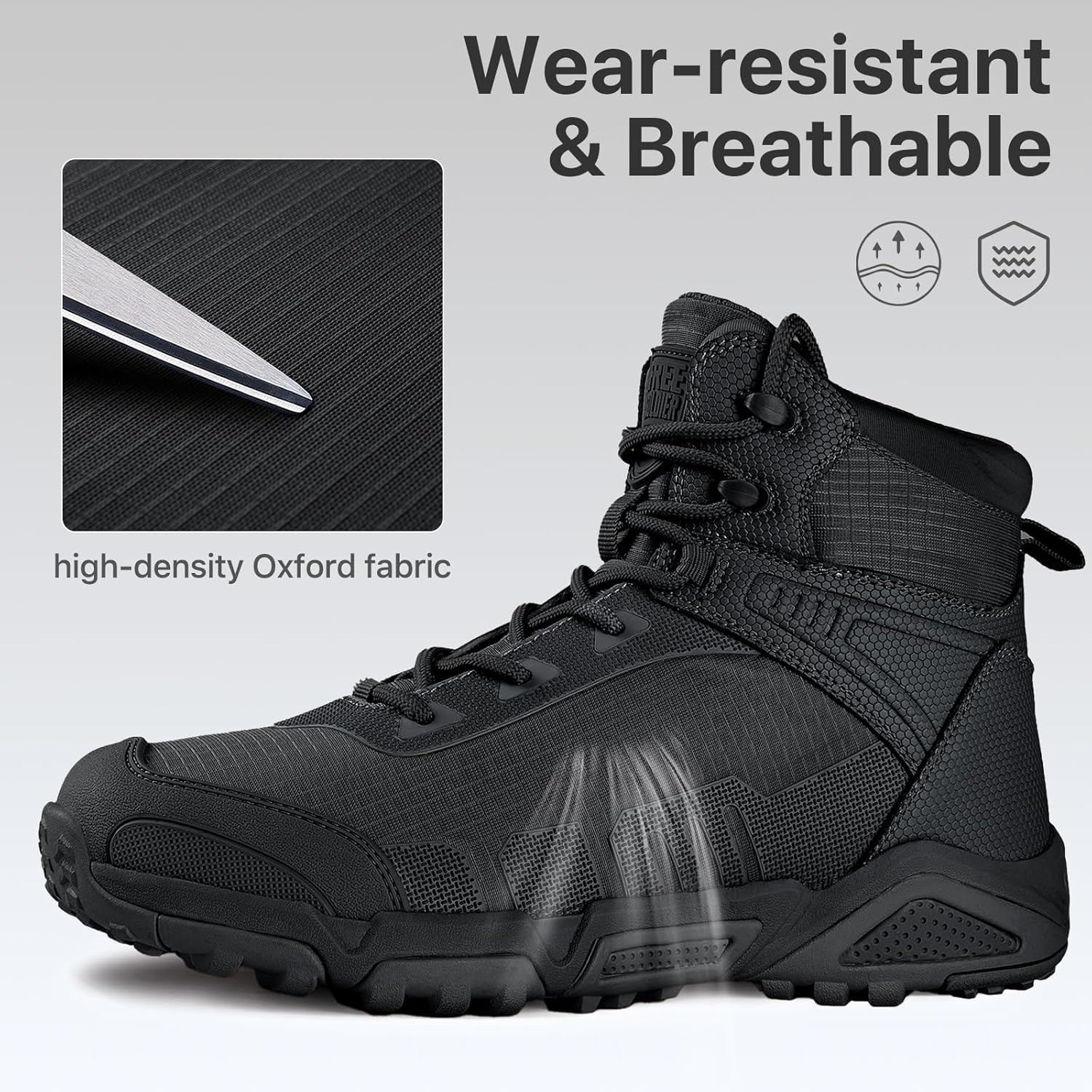 FREE SOLDIER Men's Waterproof Tactical Work Boots Lightweight Comfortable Combat Hiking Boots - Image 5