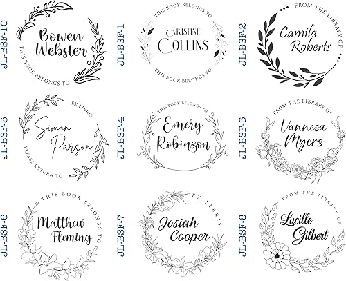 Miniatura 2 de Sello personalizado para libros de biblioteca con hermoso tema floral  Sello autoentintado personalizado para una propiedad exquisita de libros