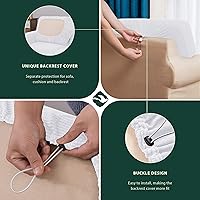 Vista 550 de CHUN YI - Funda elástica para sofá (7 piezas), funda para sofá de 3 plazas con tres respaldos y cojines separados con banda elástica, tela jacquard