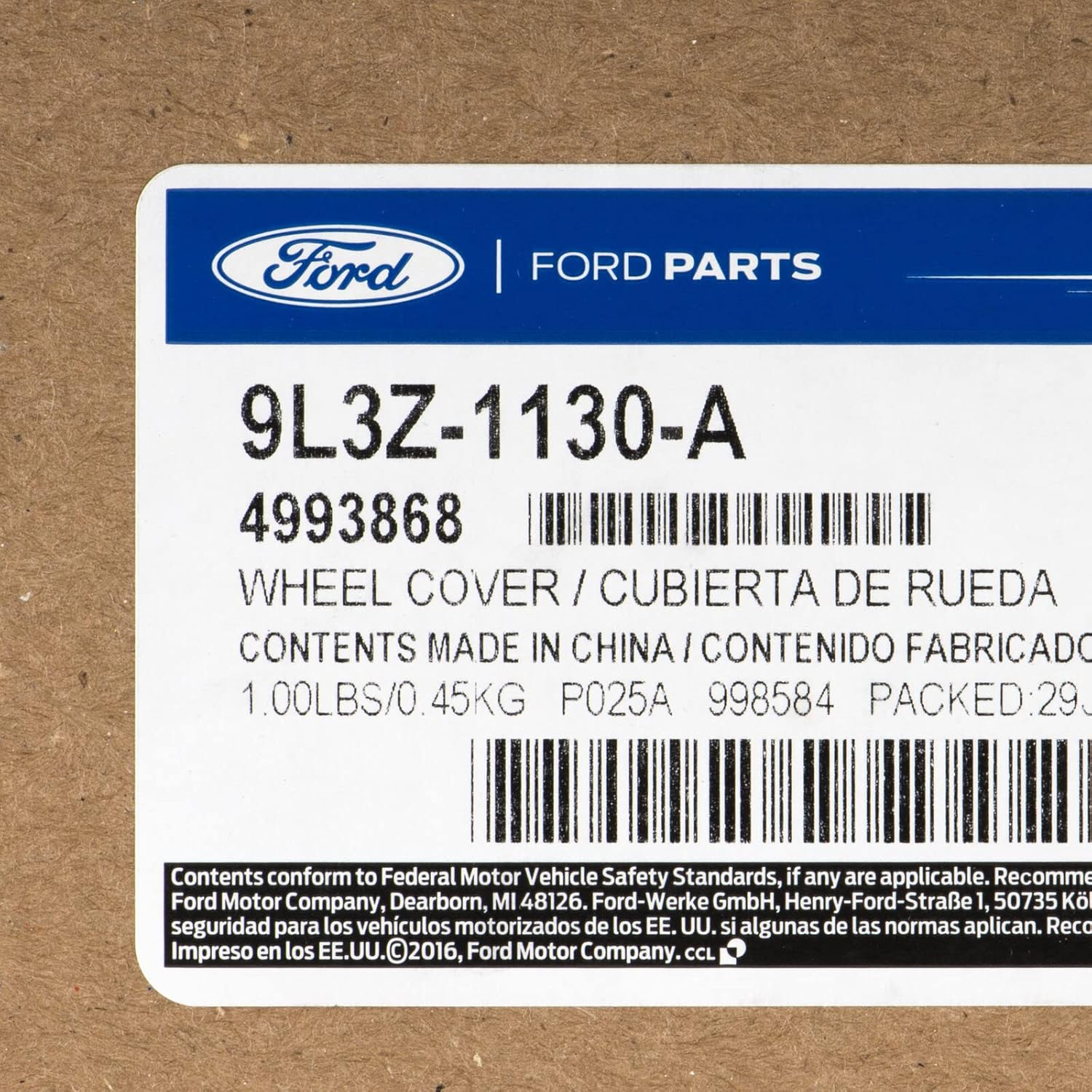 Ford 9L3Z-1130-A - COVER - WHEEL