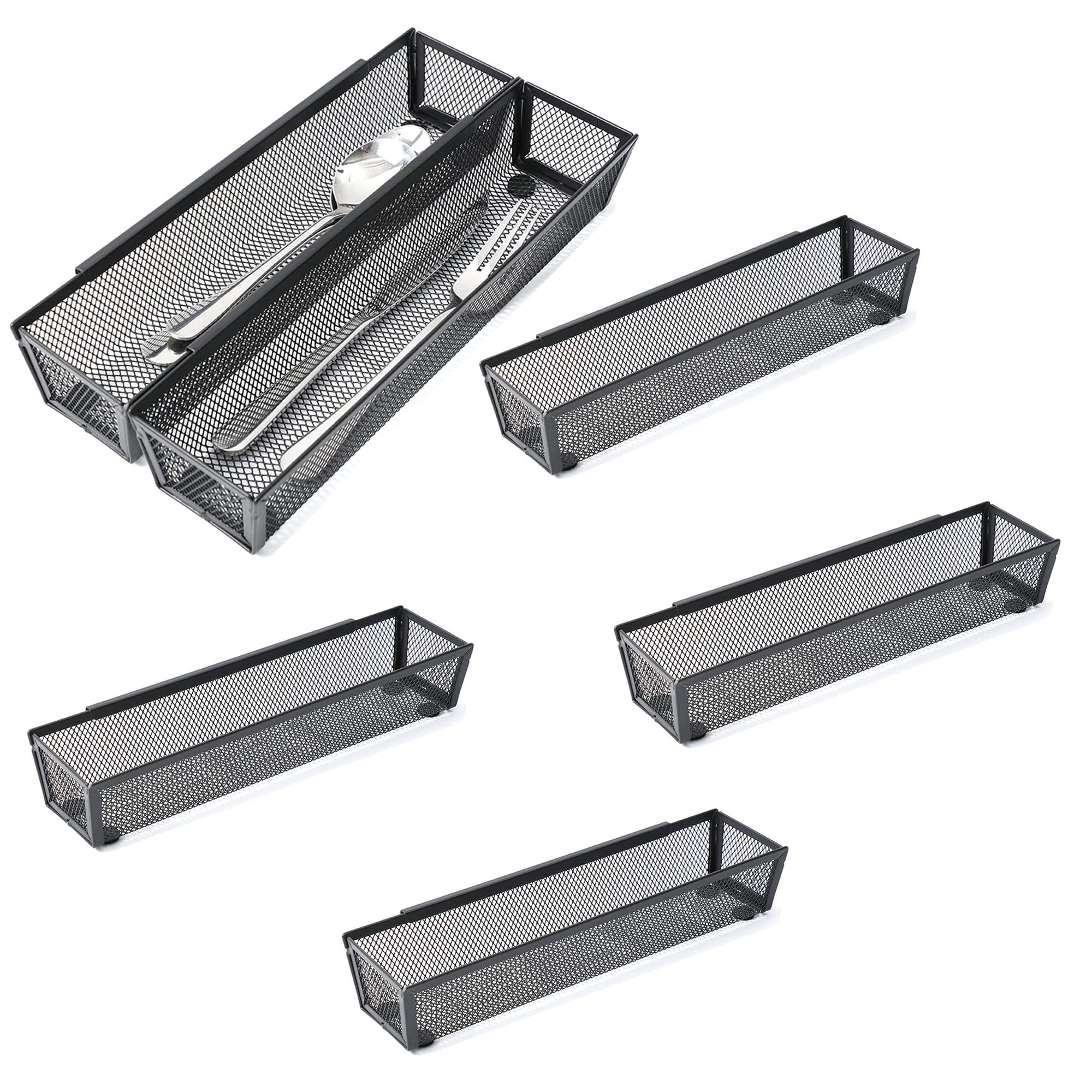 Amazon.com - 6 Pack Black Silverware Drawer Organizer Kitchen Drawer ...