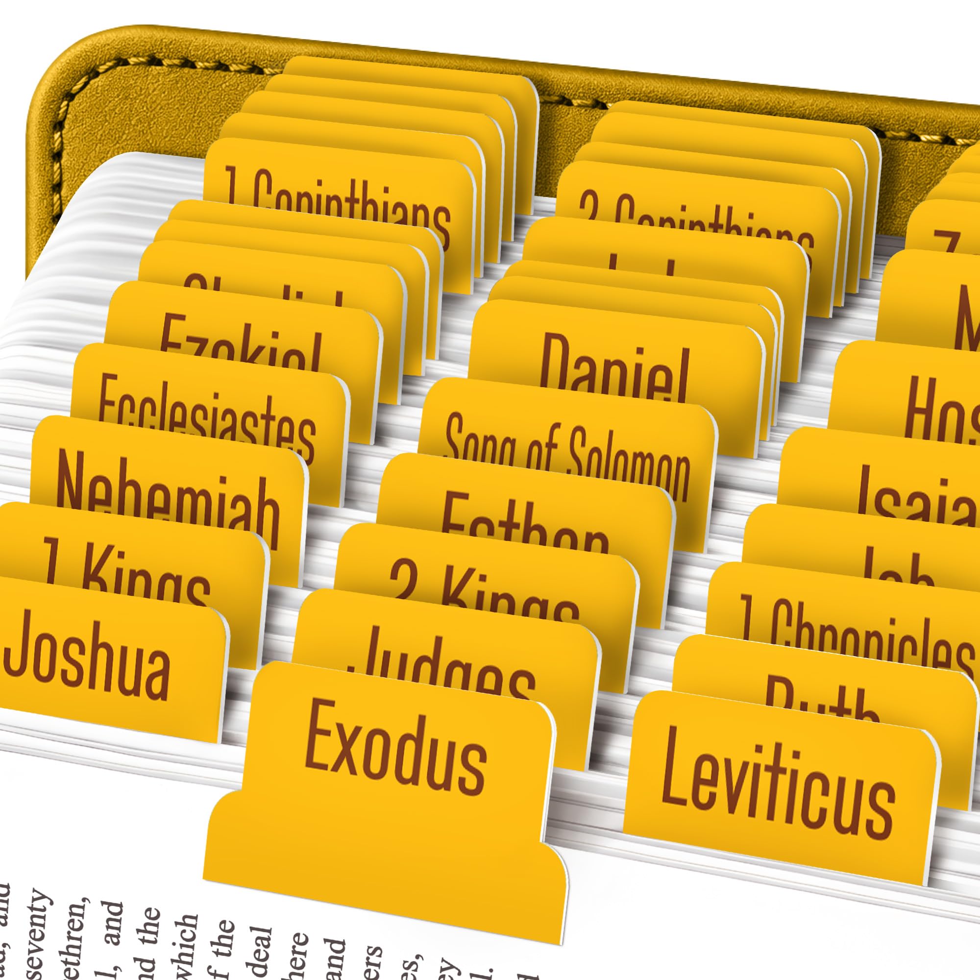 EssexWares - Sunflower Bible Tabs for Old and New Testament, 80 Large Print Tabs for Bible Study, Water-Resistant and Durable Index Tabs for Women and Men - 1.7" Wide