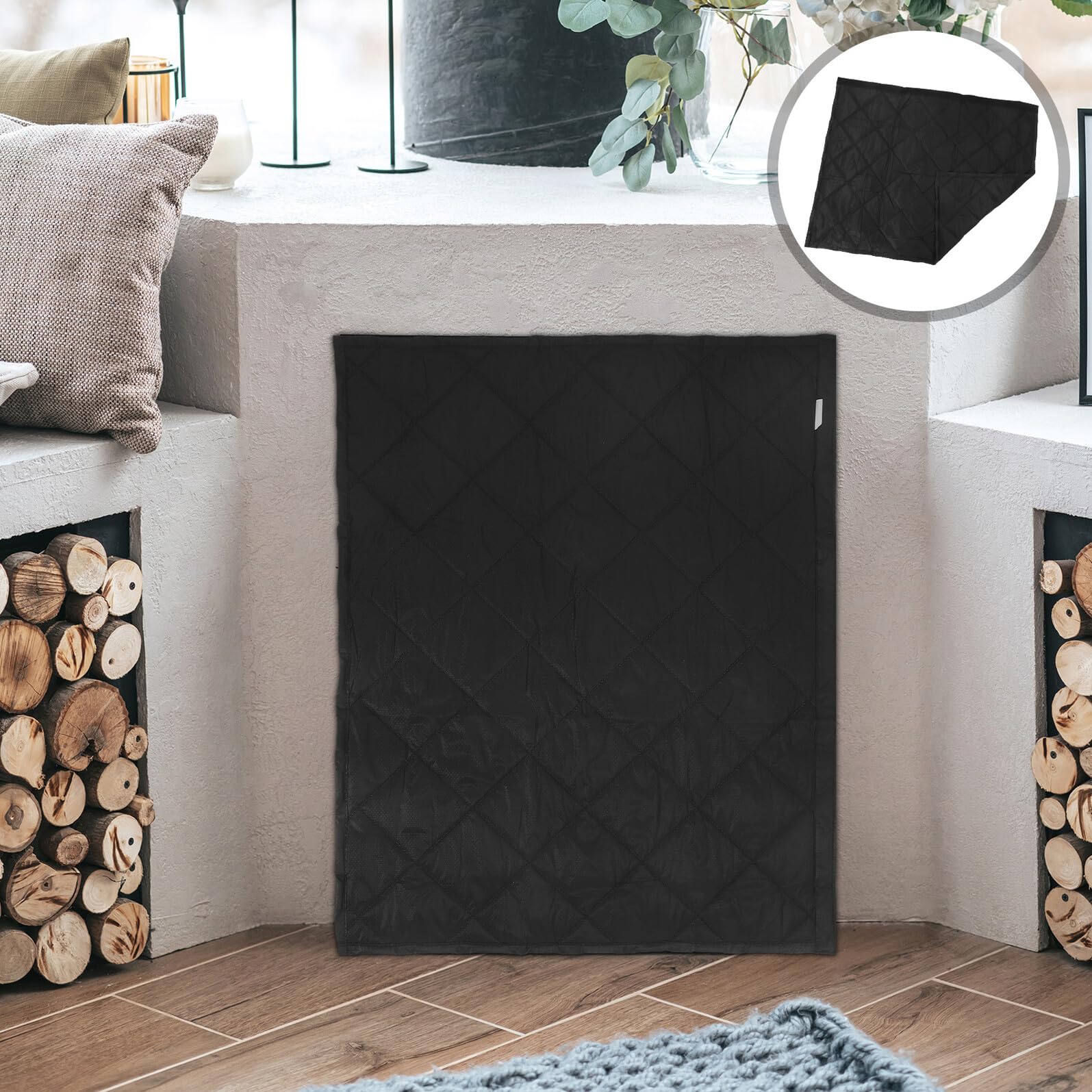 Ciieeo Tapis de Cheminée Ignifuge et Isolant Thermique avec Fixation Magnétique pour Foyer et Poêle à Bois