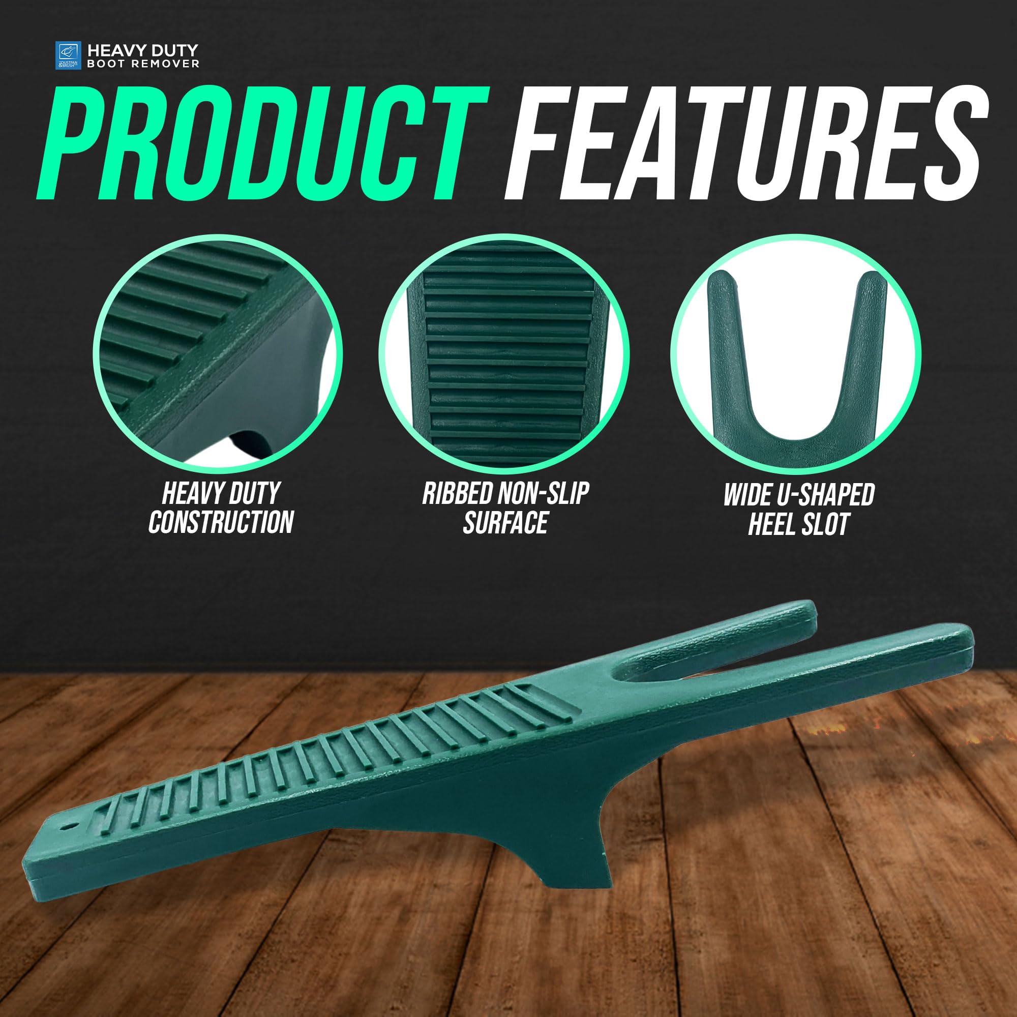 Extractor de botas de agua con rascador de construcción duradera, ideal para botas de equitación o caminar y zapatos de barro, color verde oscuro,