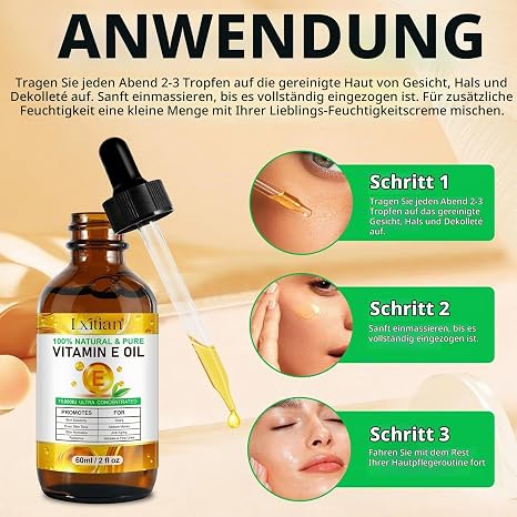 Organic Vitamin E Oil for Cosmetics Vitamin E Drops 75000 IU 100% Pure Natural Vitamin E Oil for Skin Fights Scars Wrinkles and Stretch Marks Reduces Fine Lines and Tightens the Skin