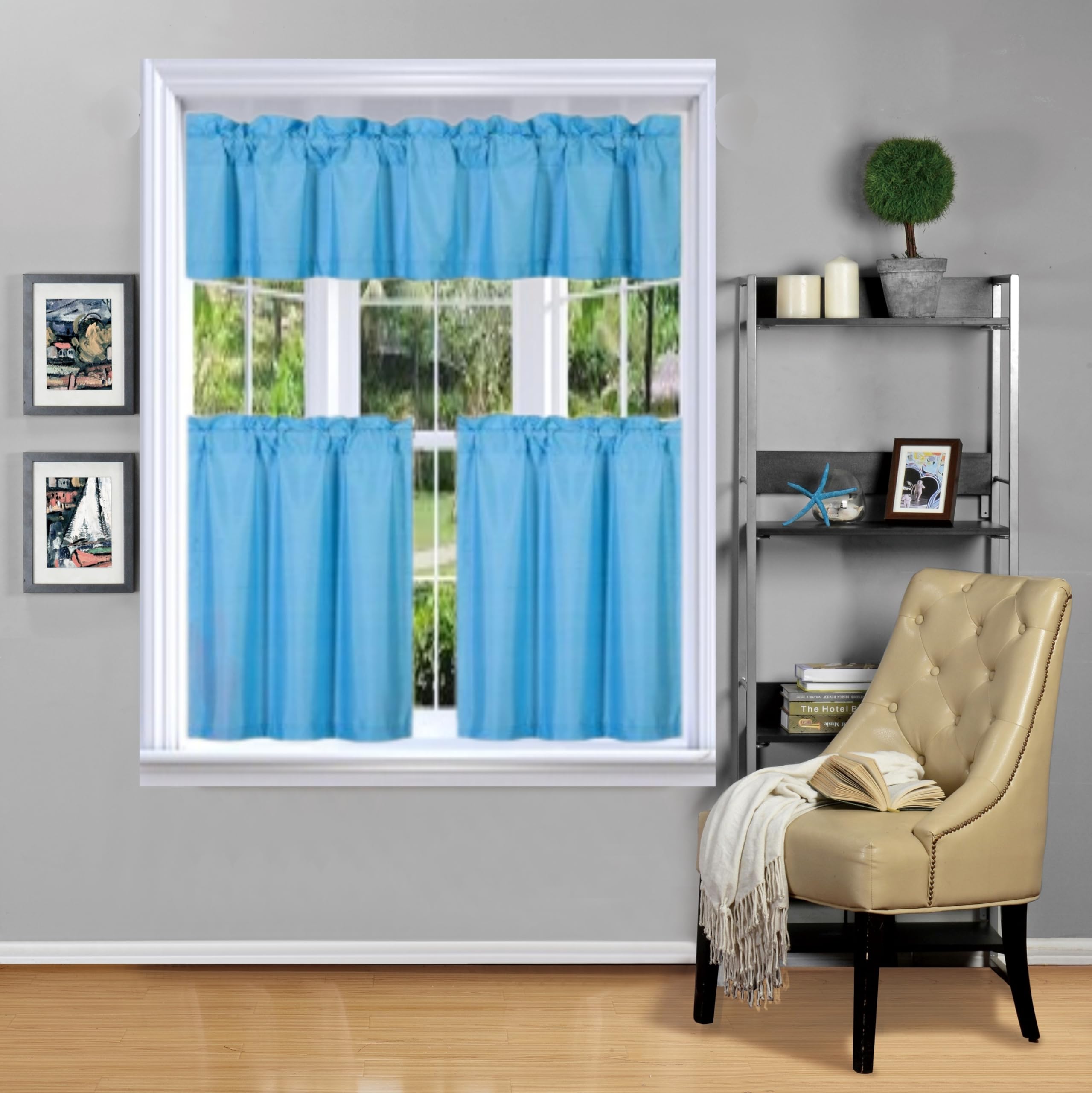 Multipurpose Set Solid Rod Pocket Small Short Window Panel Dressing Foam Lined Blackout Curtain Treatment 3pc 24