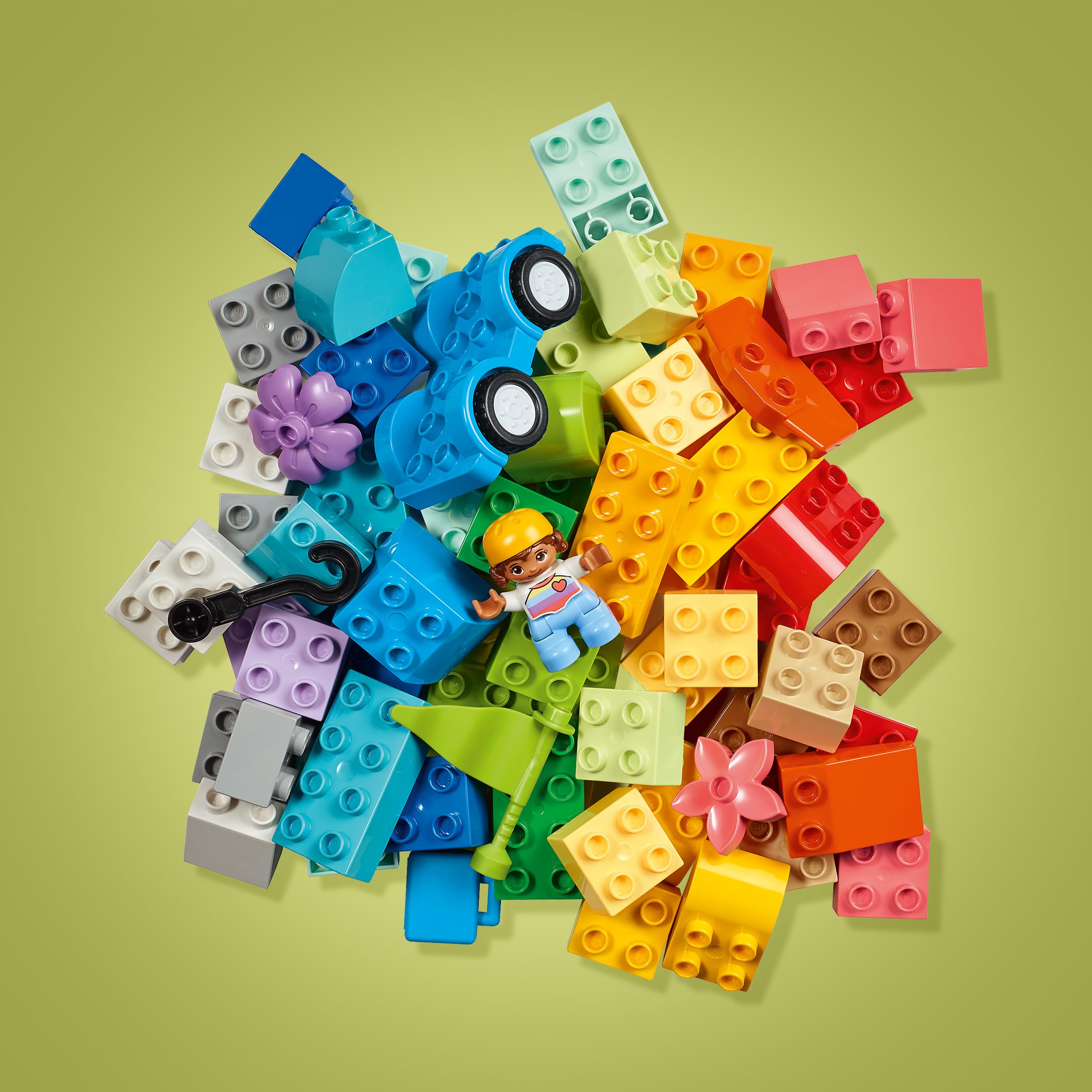LEGO DUPLO Pudełko w kształcie klocka z autami i ciężarówkami, Kreatywna Zabawka dla Dziecka od 18 Miesięcy, Zestaw Edukacyjny dla Chłopca, Dziewczynki, Prezent dla Malucha i Przedszkolaka, 10439