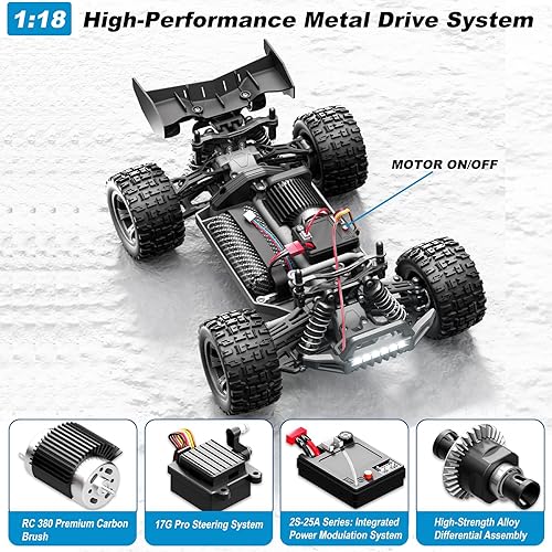 Miniatura 3 de Coche RC de alta velocidad 4WD a escala 118, camión de control remoto todoterreno de 25 MPH para adultos y adolescentes, vehículo eléctrico todo