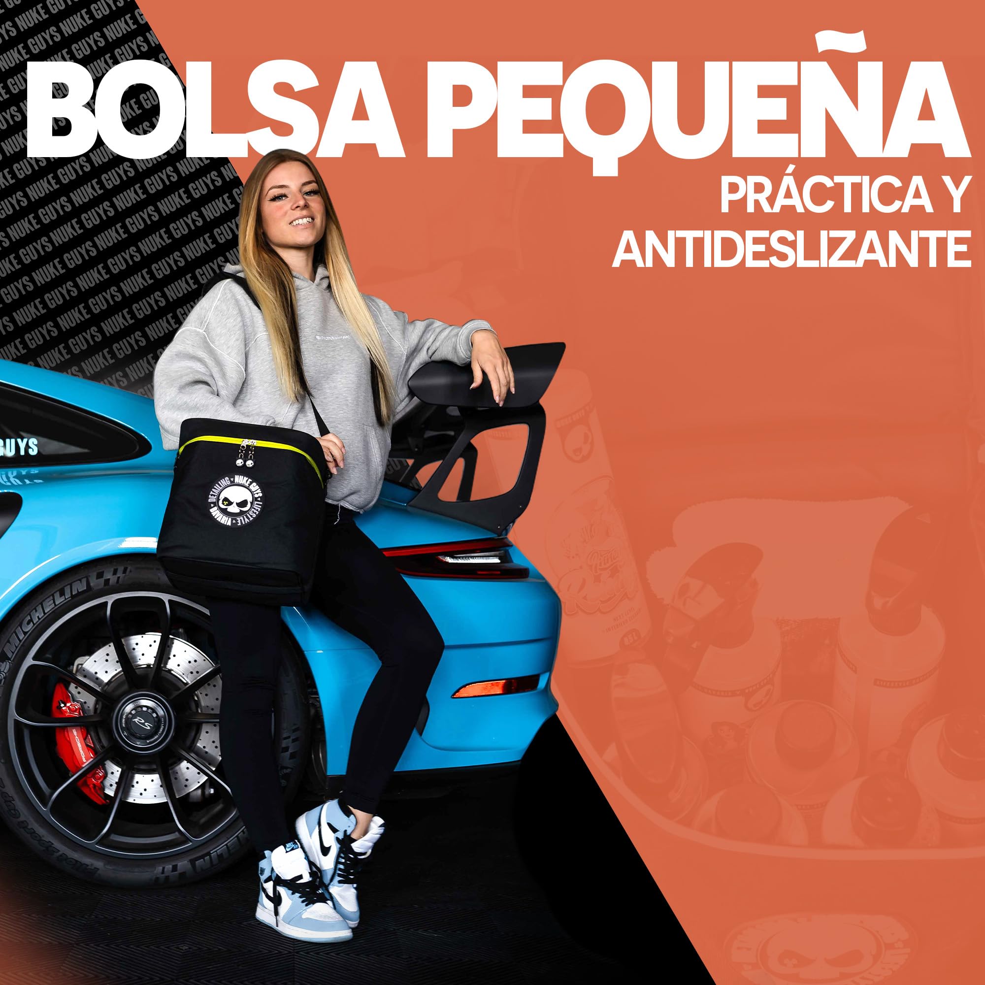 Nuke Guys Bolsa de detalles pequeña | Práctica para el maletero con velcro | Organizador para productos de cuidado del coche
