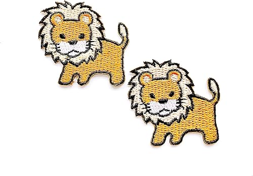 Miniatura 2 de PL - Juego de 2 minúsculos, diseño de león de animal, lindo logotipo de dibujos animados, para coser, planchar, bordado, insignia, parche, ropa,