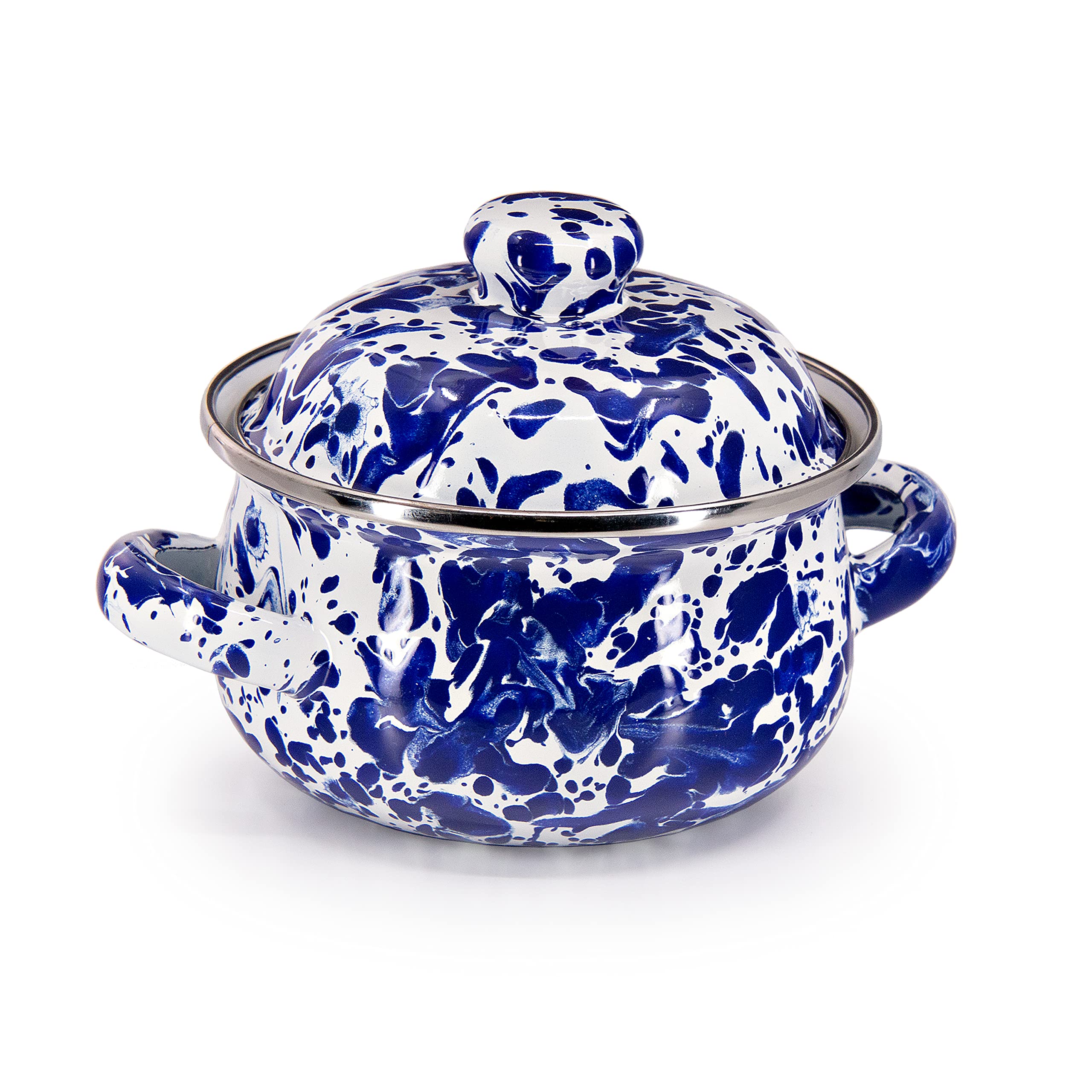 Golden Rabbit Enamelware - Set of 2-16oz Petite Tureens (Cobalt Swirl)