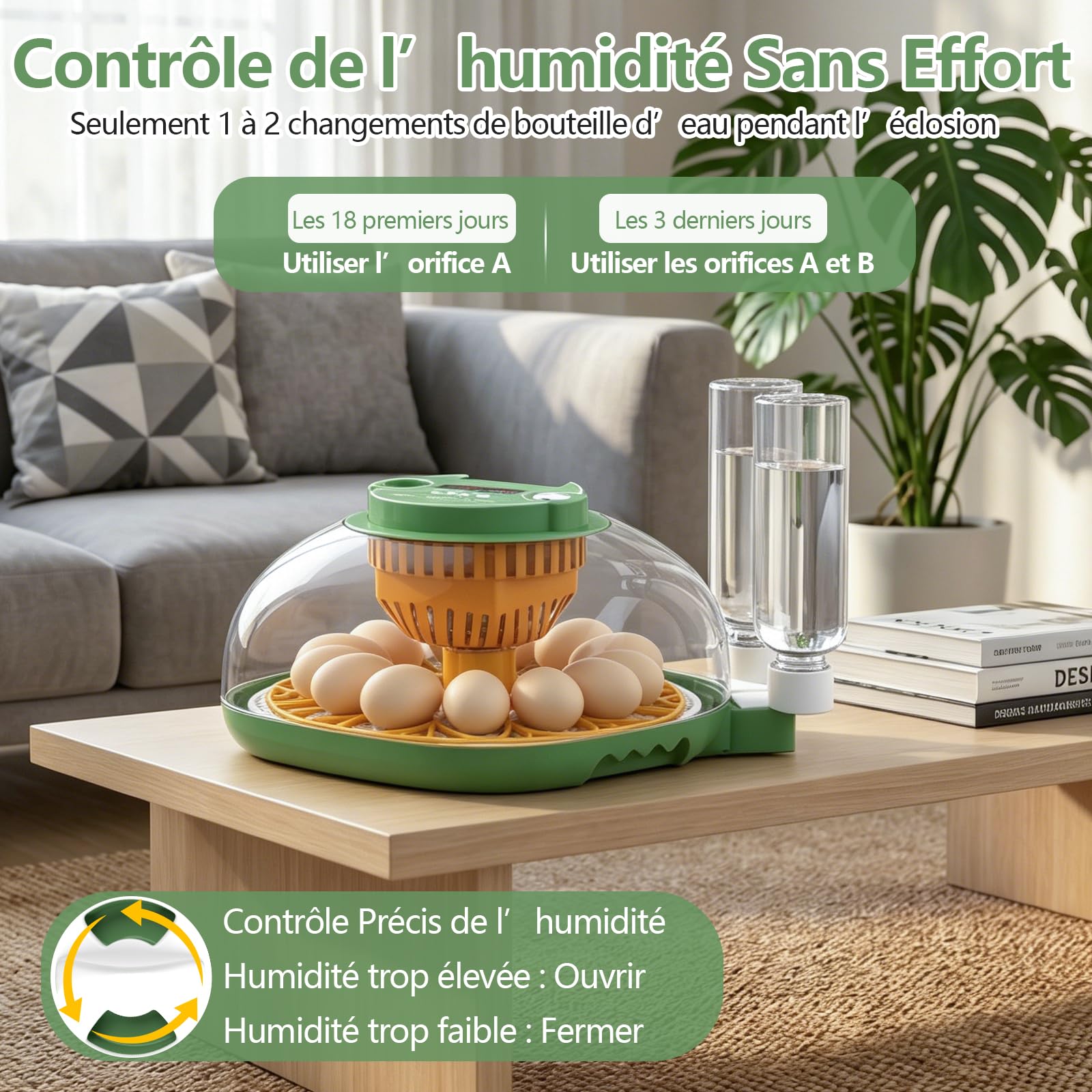 Couveuse Oeuf Automatique, Diealles Shine Incubateur Oeuf 12 Oeufs avec Retournement Automatique des Oeufs et Humidification Automatique, Couveuses pour Oeuf de Volailles avec Contrôle de Température