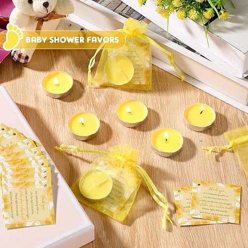 Miniatura 11 de 50 juegos de recuerdos de fiesta de baby shower, incluyendo 50 velas sin perfume para baby shower, bolsas de regalo, tarjetas para suministros