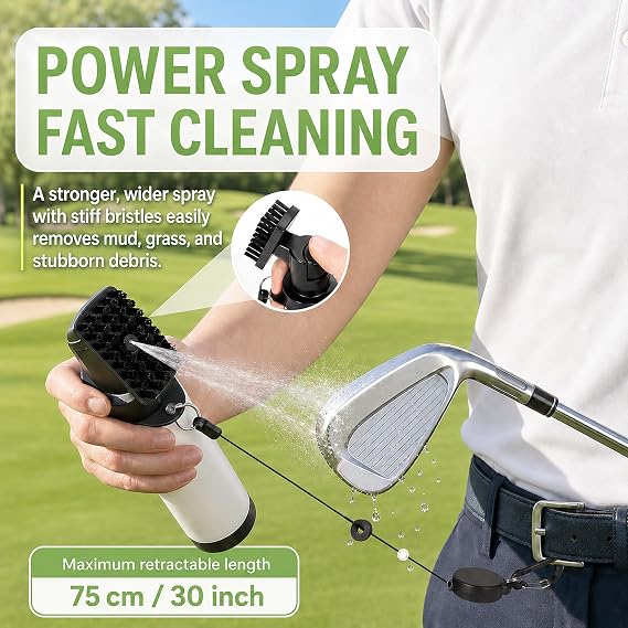 Pro Golf Club Care Kit Club Cleaner, Grip Cleaner, Polish, Brush, Groove Sharpener, Microfiber Towel & Portable Leather Bag Instant Rust, Scuff & Stain Essentials Golf Accessories/Gifts for Men