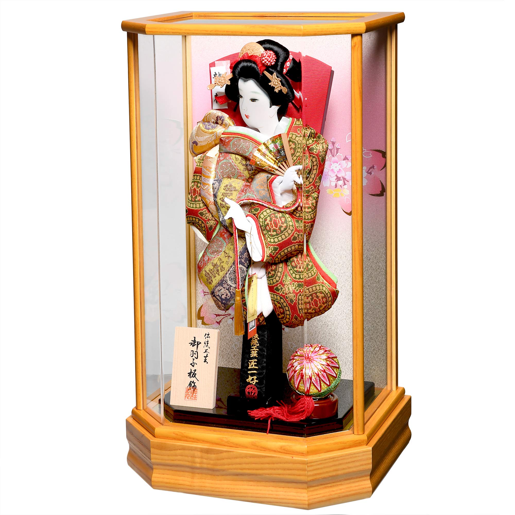 ★羽子板飾★　手づくり押絵羽子板　レトロ　伝統工芸品　アクリルケース入り 日本 羽子板ケース入り飾りセット【A1803】インターネット店だけ☆限定販売