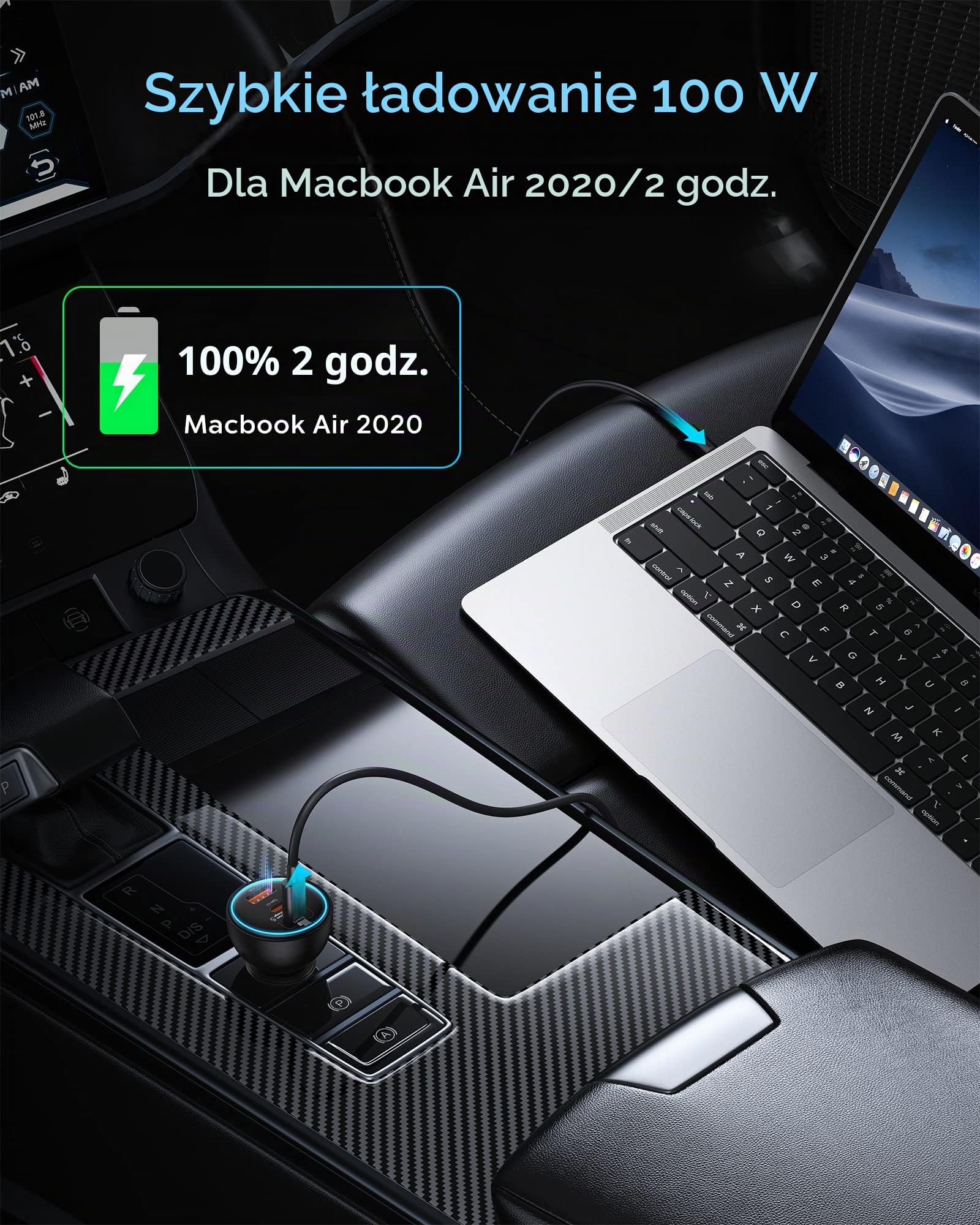 Baseus Ładowarka samochodowa USB C 160 W, QC5.0 PD3.0 100 W + 30 W + 30 W 3 porty Szybkie ładowanie Jednocześnie adapter ładowarki USB do zapalniczki samochodowej kompatybilny z Samsung, iPhone