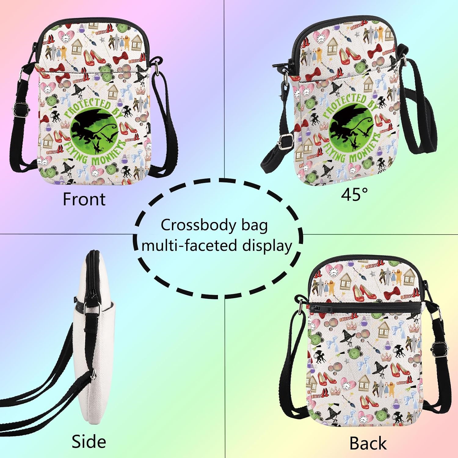 Witch Merch Movie Inspired Crossbody Bag Flying Monkey Quote Messenger Bag Movie Character Gift