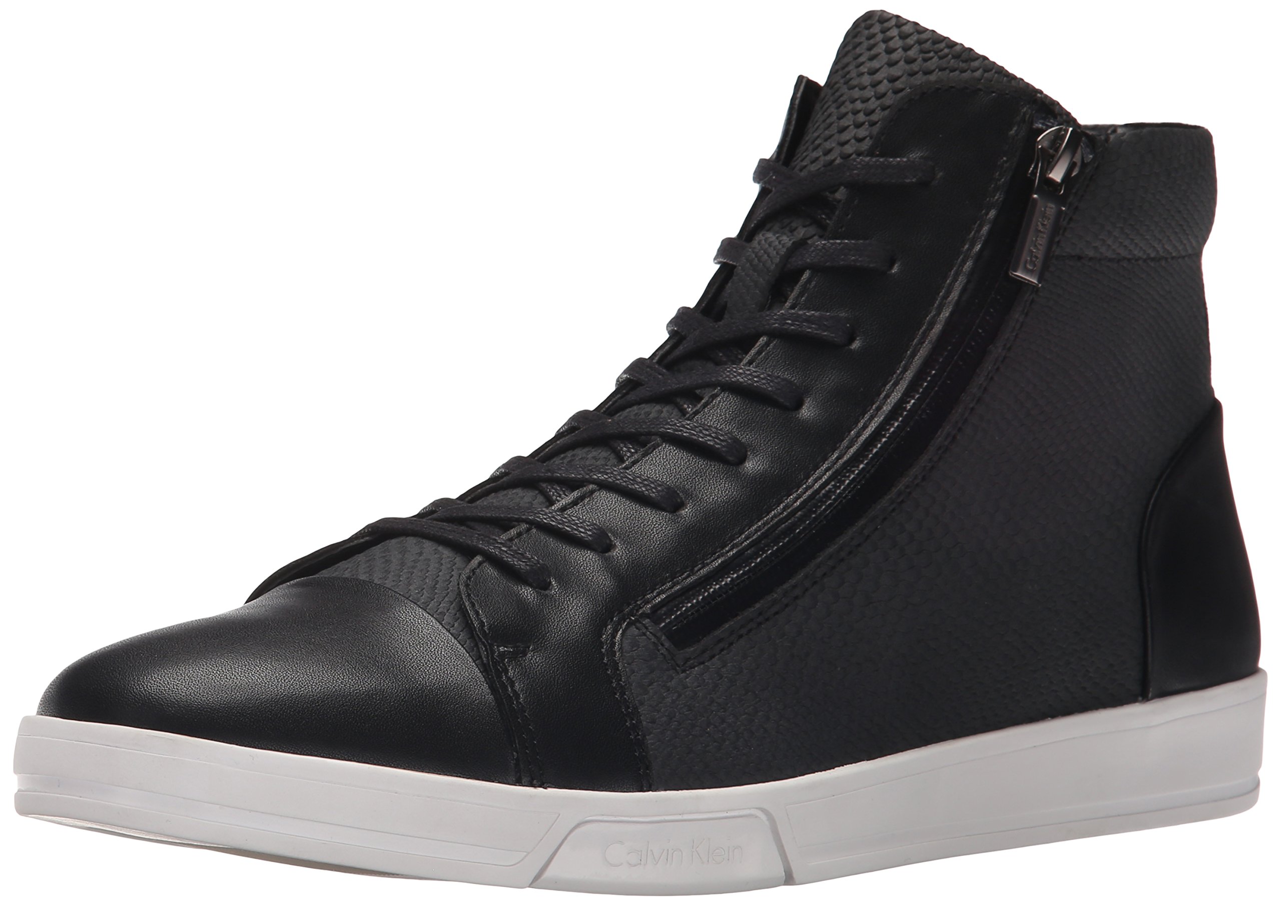Calvin Klein Mens Berke Embossed Leather Fashion Sneaker