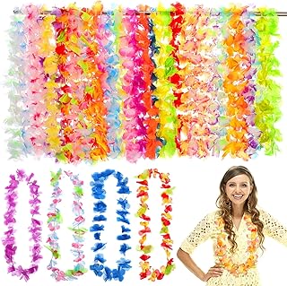 Lurrose ハワイアンレイ 36本 造花 ネックリース パーティー ビーチ装飾 誕生日 ルアウパーティー用 カラフル ハワイアン飾り 快適素材