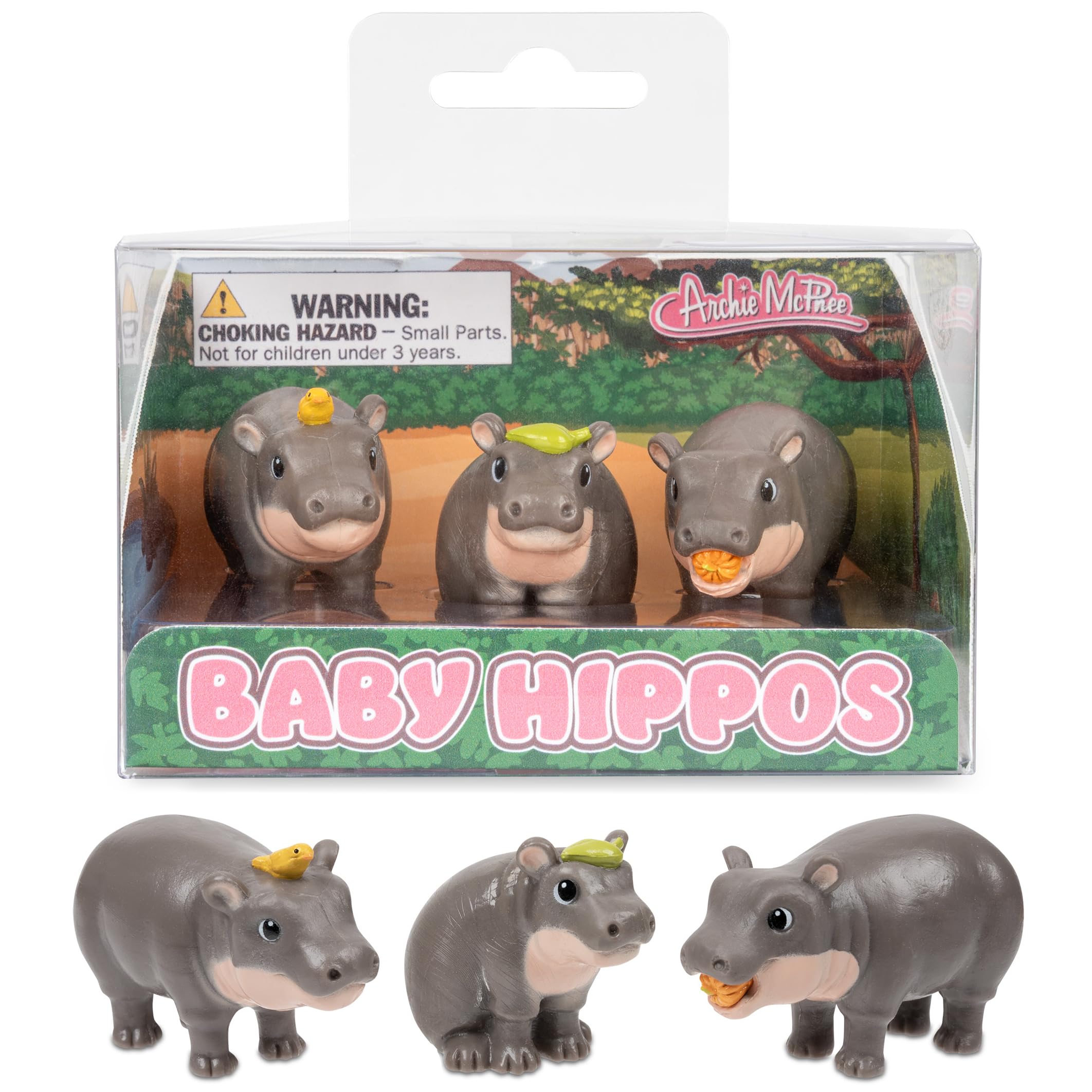 Amazon.com: Archie McPhee Baby Hippos – Set of 3 Mini Soft Vinyl